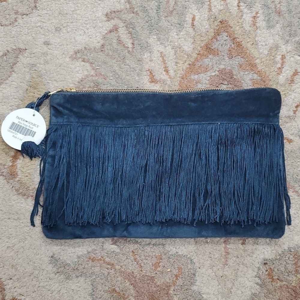 Paper Source navy Fringe Pouch